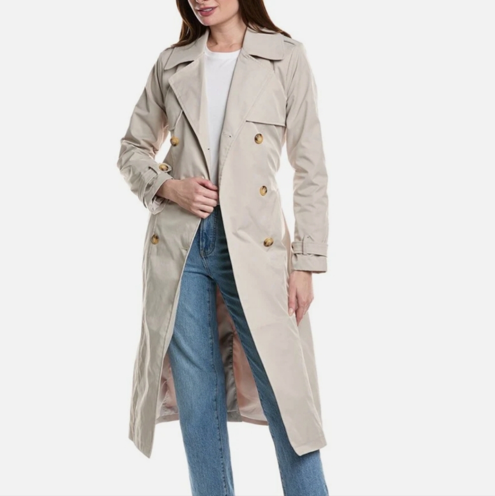 NOIZE NWT Evelyn Tan Classic Trench Coat Sz Sm - Vegan/Recycled Products Used